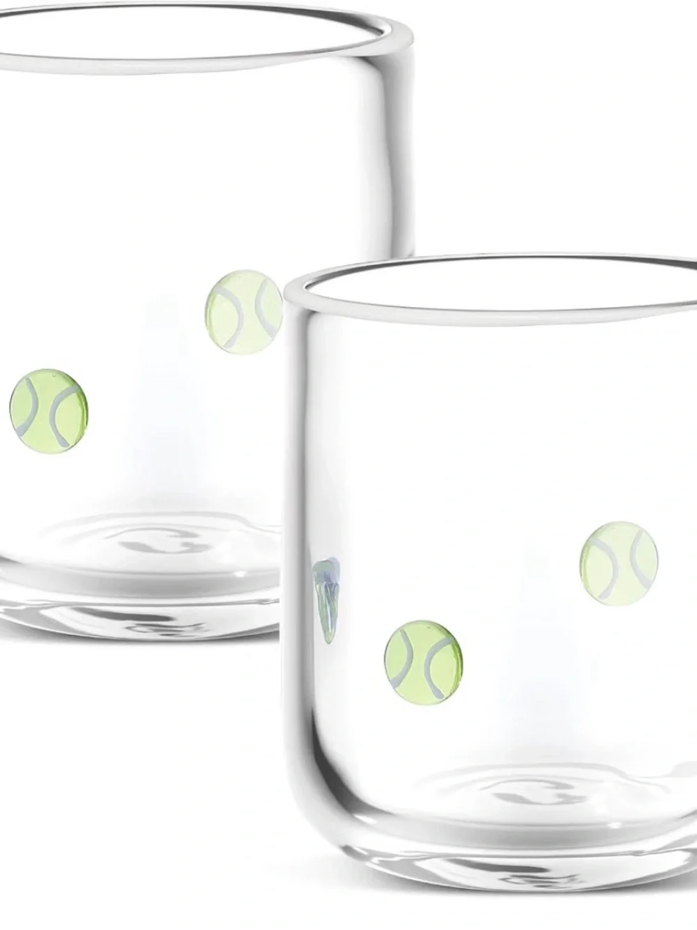SiliFine set of 2 Tennis Ball Icon stemless wine / Juice Glasses